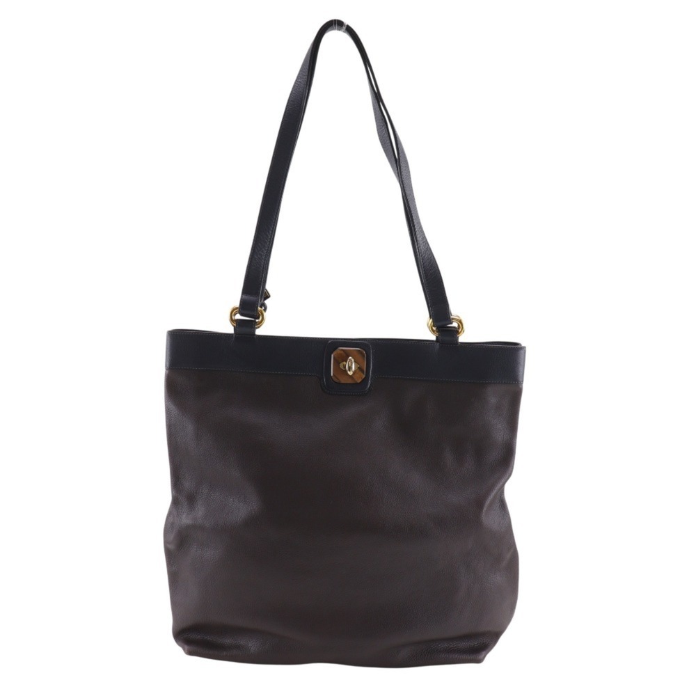 Delvaux tote bag, two-tone leather, brown, A4 size, turn-lock closure, women's.